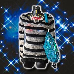 Y2k 2b by Bebe Sweater Sequined Metallic Jumper